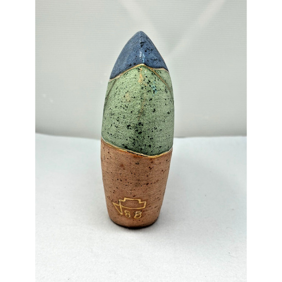 Vtg Native American Guardian Bear Hand Painted Pottery Southwestern Gold Inlay - Picture 4 of 5